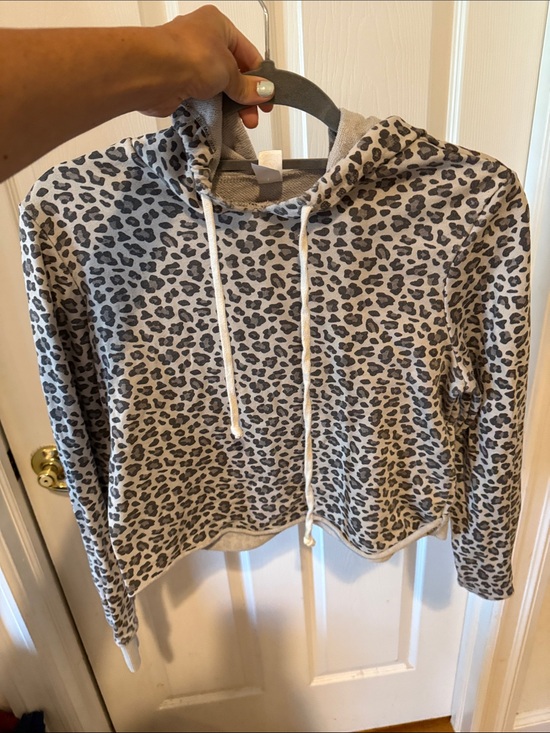 Alternative Apparel Tops - Alternative Leopard Print Hooded Pullover  Sweatshirt - Neutral Tones- small